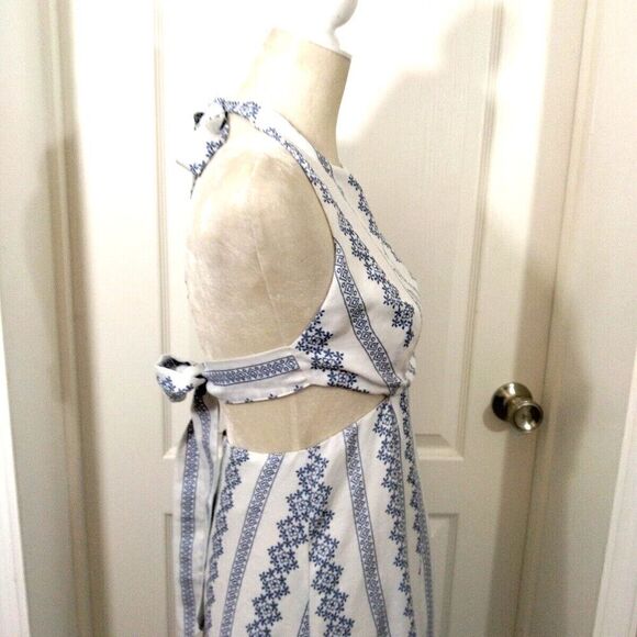Hommage LA Dress Womens Medium Bohemian Blue Halter Maxi Ladies Cut Out Backless - Picture 9 of 15